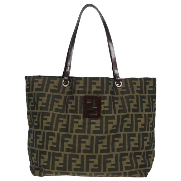 FENDI Zucca Canvas Tote Bag Brown Black Auth bs15988 - Picture 13 of 16